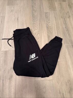 New Balance Black Men’s Joggers with White Logo Size S